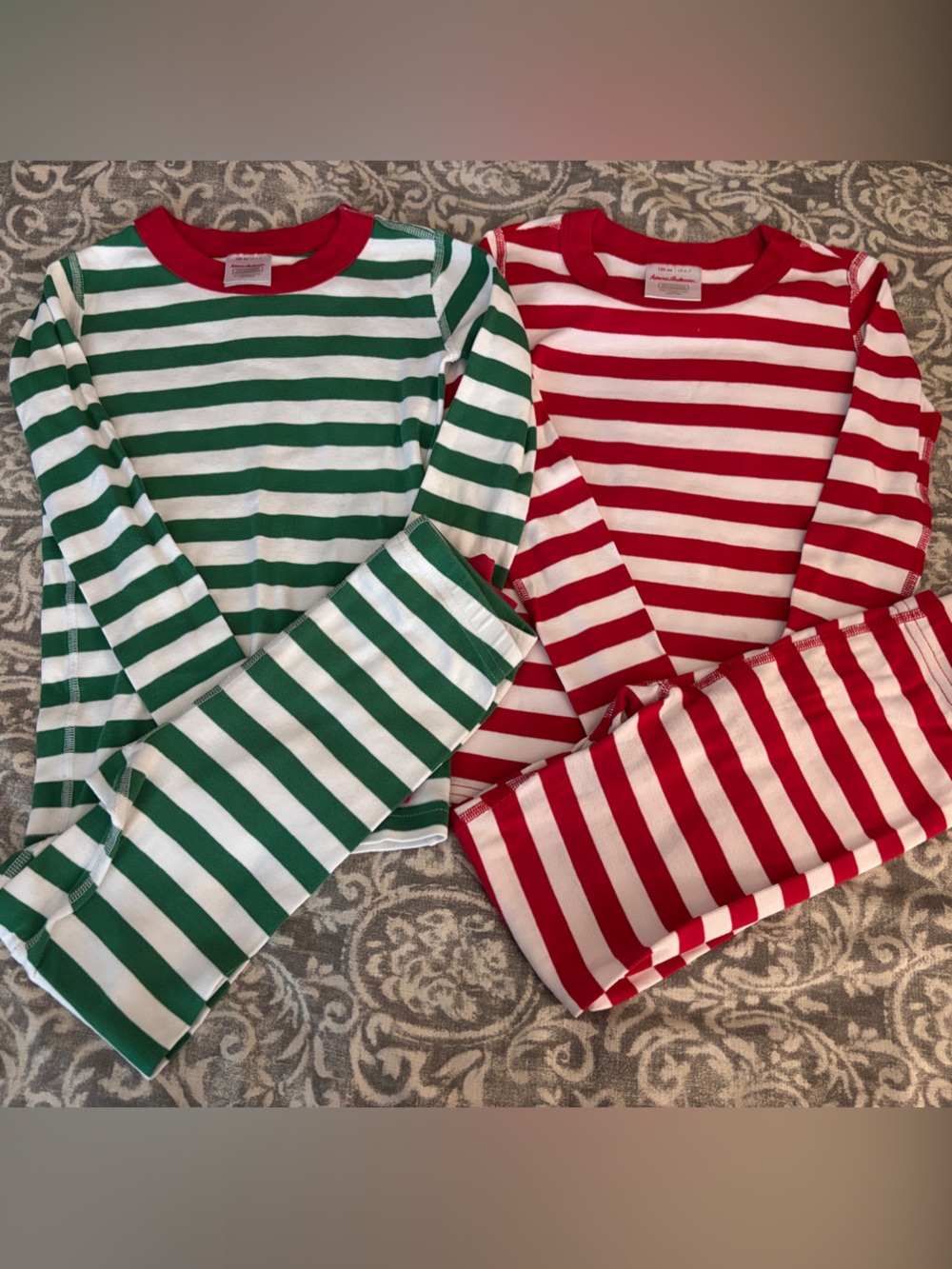 Hanna Andersson Striped Kids Pajama Set - Green & Red US 6-7